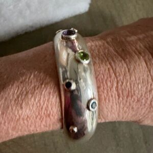 Sterling silver multi gemstone cuff bracelet